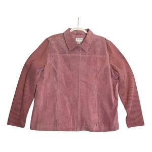 NEW Vtg Live‎ a Little Washable Leather Suede Pink Zip Up Jacket Cottagecore 2X